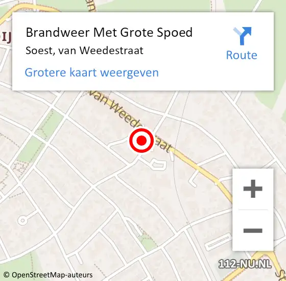 Locatie op kaart van de 112 melding: Brandweer Met Grote Spoed Naar Soest, van Weedestraat op 1 november 2021 12:02