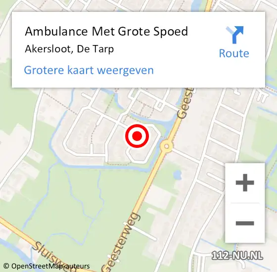 Locatie op kaart van de 112 melding: Ambulance Met Grote Spoed Naar Akersloot, De Tarp op 1 november 2021 12:04