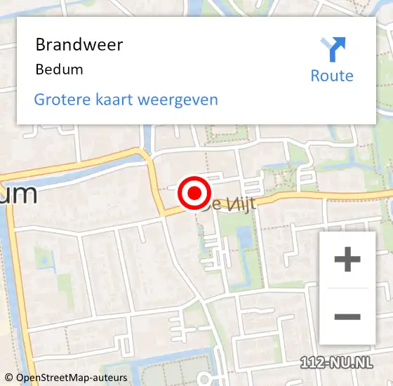 Locatie op kaart van de 112 melding: Brandweer Bedum op 1 november 2021 12:08