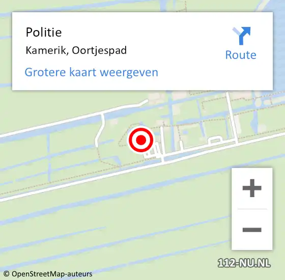 Locatie op kaart van de 112 melding: Politie Kamerik, Oortjespad op 1 november 2021 12:13