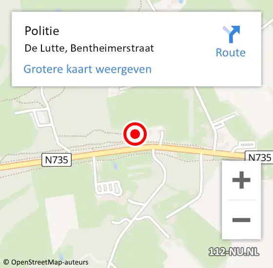 Locatie op kaart van de 112 melding: Politie De Lutte, Bentheimerstraat op 1 november 2021 12:17