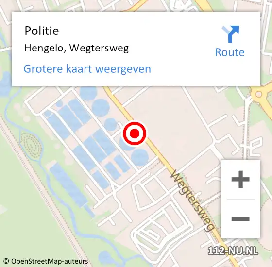 Locatie op kaart van de 112 melding: Politie Hengelo, Wegtersweg op 1 november 2021 12:18