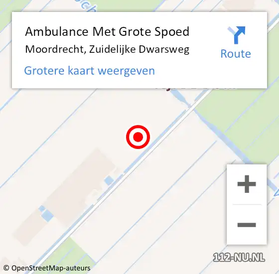 Locatie op kaart van de 112 melding: Ambulance Met Grote Spoed Naar Moordrecht, Zuidelijke Dwarsweg op 1 november 2021 12:42