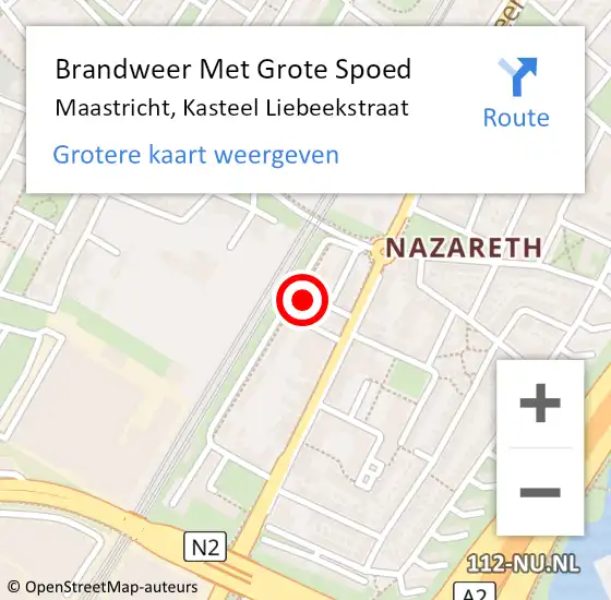 Locatie op kaart van de 112 melding: Brandweer Met Grote Spoed Naar Maastricht, Kasteel Liebeekstraat op 1 november 2021 12:51