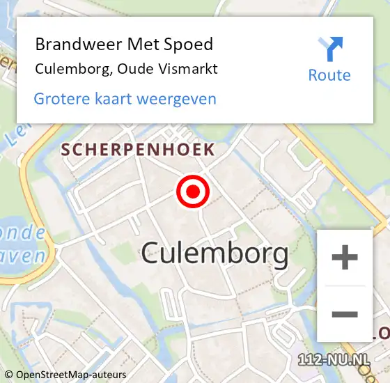 Locatie op kaart van de 112 melding: Brandweer Met Spoed Naar Culemborg, Oude Vismarkt op 1 november 2021 13:13