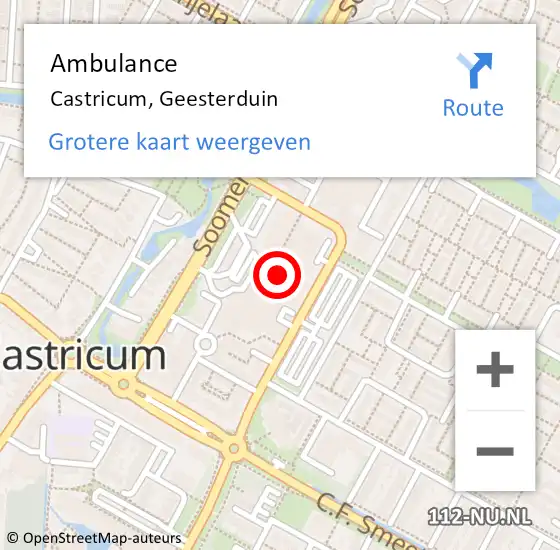 Locatie op kaart van de 112 melding: Ambulance Castricum, Geesterduin op 1 november 2021 13:14