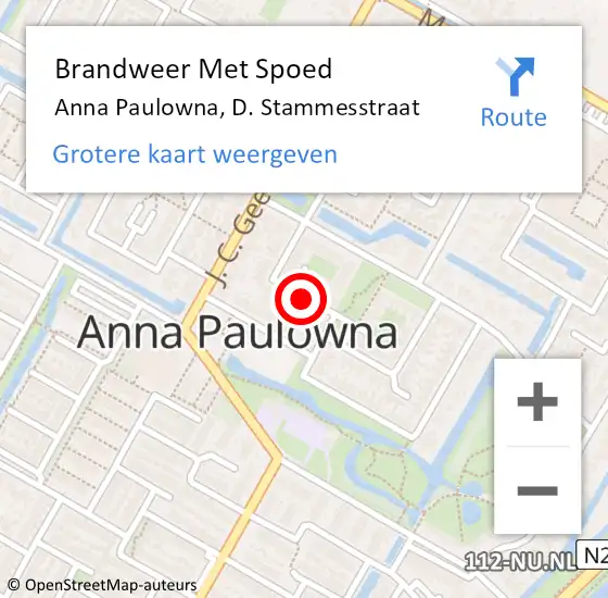 Locatie op kaart van de 112 melding: Brandweer Met Spoed Naar Anna Paulowna, D. Stammesstraat op 1 november 2021 13:14