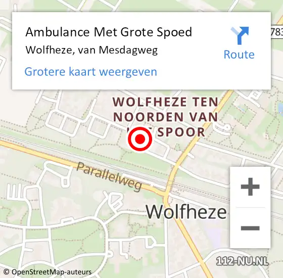 Locatie op kaart van de 112 melding: Ambulance Met Grote Spoed Naar Wolfheze, van Mesdagweg op 1 november 2021 13:37