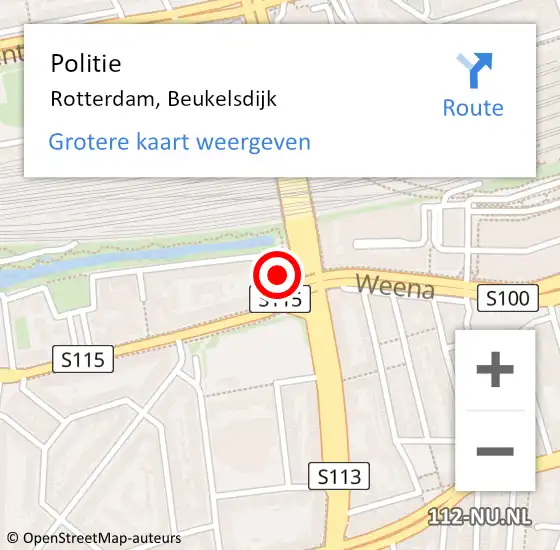 Locatie op kaart van de 112 melding: Politie Rotterdam, Beukelsdijk op 1 november 2021 13:48