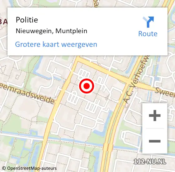 Locatie op kaart van de 112 melding: Politie Nieuwegein, Muntplein op 1 november 2021 13:49