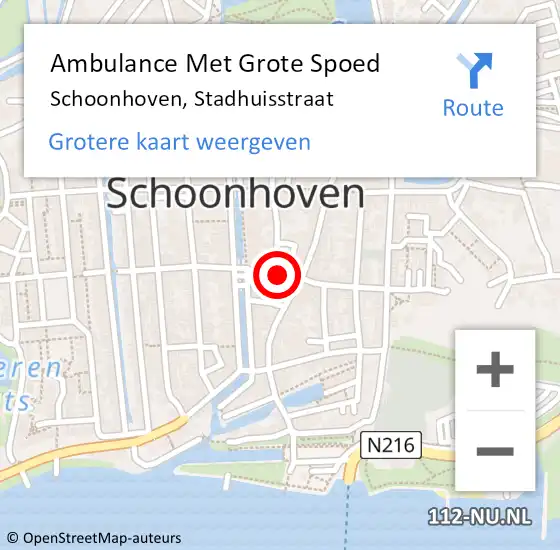 Locatie op kaart van de 112 melding: Ambulance Met Grote Spoed Naar Schoonhoven, Stadhuisstraat op 1 november 2021 13:54