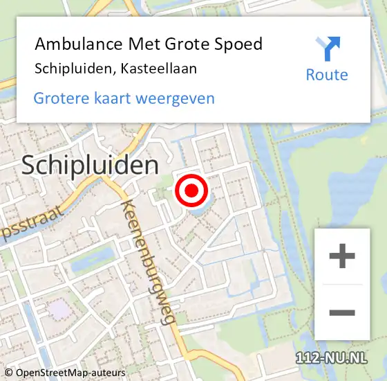 Locatie op kaart van de 112 melding: Ambulance Met Grote Spoed Naar Schipluiden, Kasteellaan op 27 juni 2014 20:41