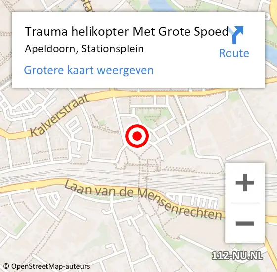 Locatie op kaart van de 112 melding: Trauma helikopter Met Grote Spoed Naar Apeldoorn, Stationsplein op 1 november 2021 14:09