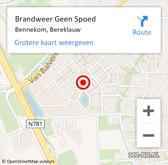 Locatie op kaart van de 112 melding: Brandweer Geen Spoed Naar Bennekom, Bereklauw op 1 november 2021 14:22