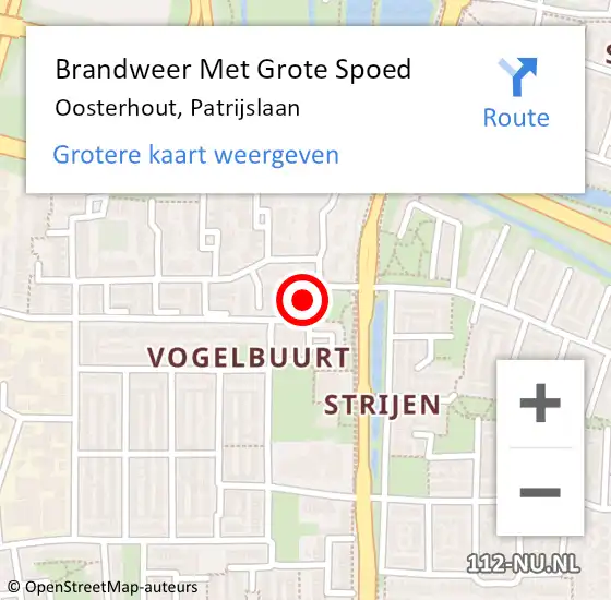 Locatie op kaart van de 112 melding: Brandweer Met Grote Spoed Naar Oosterhout, Patrijslaan op 1 november 2021 14:25