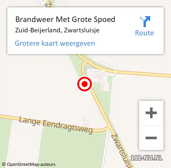 Locatie op kaart van de 112 melding: Brandweer Met Grote Spoed Naar Zuid-Beijerland, Zwartsluisje op 1 november 2021 14:55