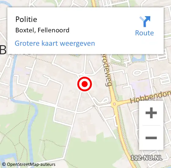 Locatie op kaart van de 112 melding: Politie Boxtel, Fellenoord op 1 november 2021 14:55