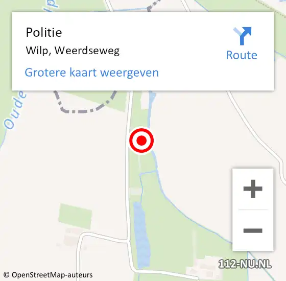 Locatie op kaart van de 112 melding: Politie Wilp, Weerdseweg op 1 november 2021 14:57