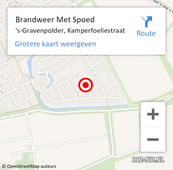 Locatie op kaart van de 112 melding: Brandweer Met Spoed Naar 's-Gravenpolder, Kamperfoeliestraat op 1 november 2021 15:12