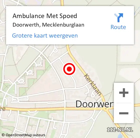 Locatie op kaart van de 112 melding: Ambulance Met Spoed Naar Doorwerth, Mecklenburglaan op 1 november 2021 15:24