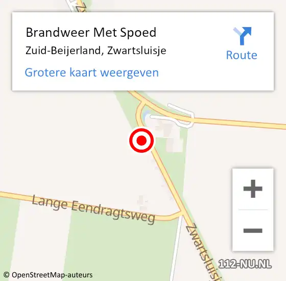 Locatie op kaart van de 112 melding: Brandweer Met Spoed Naar Zuid-Beijerland, Zwartsluisje op 1 november 2021 15:24