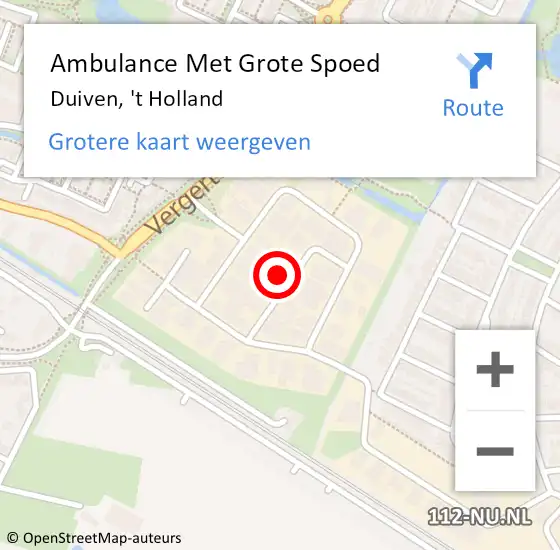 Locatie op kaart van de 112 melding: Ambulance Met Grote Spoed Naar Duiven, 't Holland op 1 november 2021 16:06