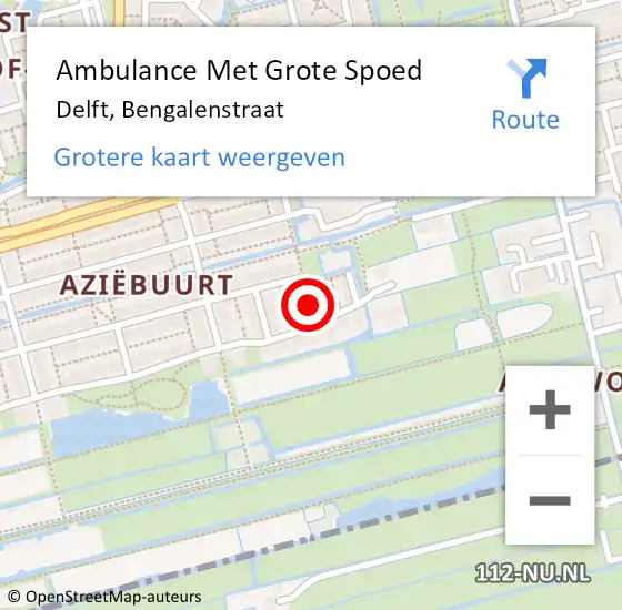 Locatie op kaart van de 112 melding: Ambulance Met Grote Spoed Naar Delft, Bengalenstraat op 1 november 2021 16:15