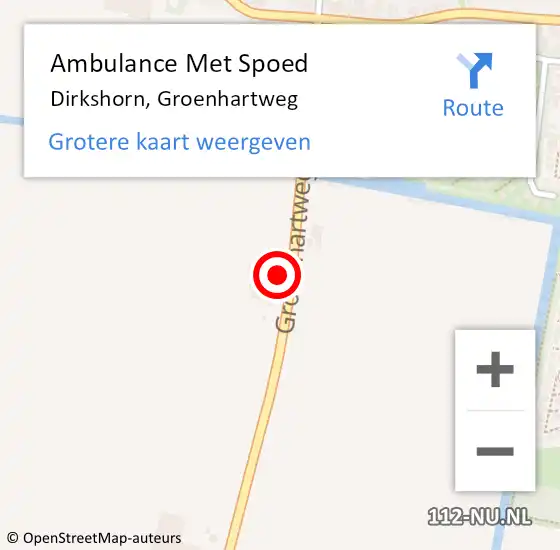 Locatie op kaart van de 112 melding: Ambulance Met Spoed Naar Dirkshorn, Groenhartweg op 1 november 2021 16:19