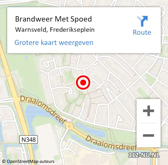 Locatie op kaart van de 112 melding: Brandweer Met Spoed Naar Warnsveld, Frederikseplein op 1 november 2021 16:31