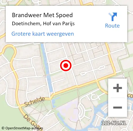 Locatie op kaart van de 112 melding: Brandweer Met Spoed Naar Doetinchem, Hof van Parijs op 1 november 2021 16:31