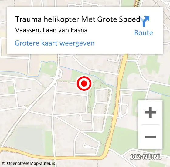 Locatie op kaart van de 112 melding: Trauma helikopter Met Grote Spoed Naar Vaassen, Laan van Fasna op 1 november 2021 16:54