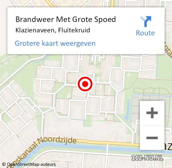 Locatie op kaart van de 112 melding: Brandweer Met Grote Spoed Naar Klazienaveen, Fluitekruid op 1 november 2021 17:31