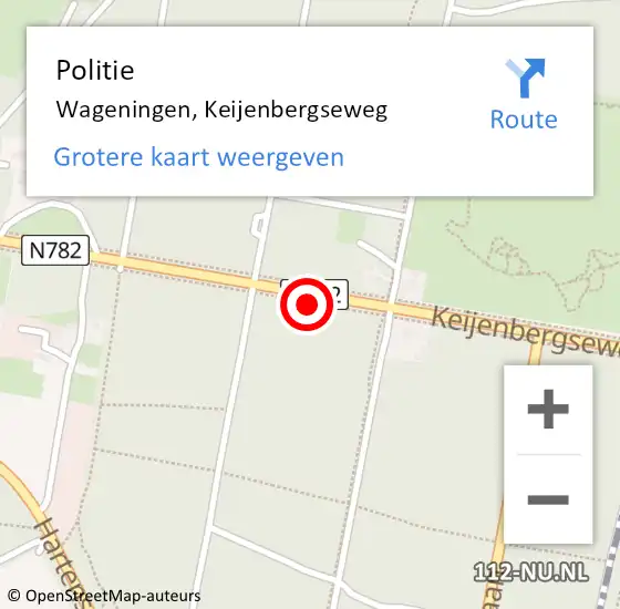 Locatie op kaart van de 112 melding: Politie Wageningen, Keijenbergseweg op 1 november 2021 17:39