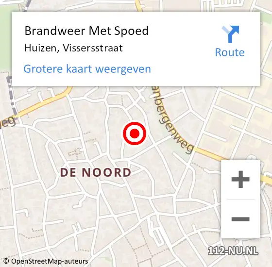 Locatie op kaart van de 112 melding: Brandweer Met Spoed Naar Huizen, Vissersstraat op 1 november 2021 17:42