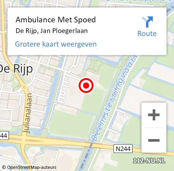 Locatie op kaart van de 112 melding: Ambulance Met Spoed Naar De Rijp, Jan Ploegerlaan op 1 november 2021 17:55