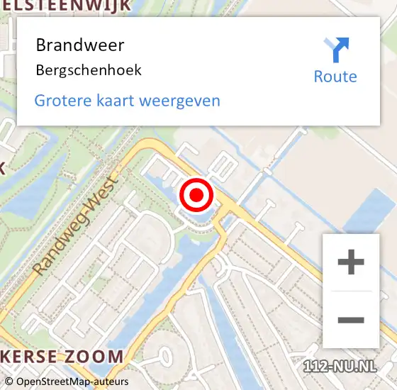 Locatie op kaart van de 112 melding: Brandweer Bergschenhoek op 1 november 2021 18:00