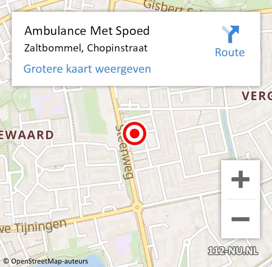 Locatie op kaart van de 112 melding: Ambulance Met Spoed Naar Zaltbommel, Chopinstraat op 1 november 2021 18:00