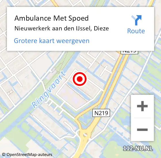 Locatie op kaart van de 112 melding: Ambulance Met Spoed Naar Nieuwerkerk aan den IJssel, Dieze op 1 november 2021 18:33