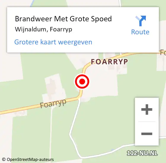 Locatie op kaart van de 112 melding: Brandweer Met Grote Spoed Naar Wijnaldum, Foarryp op 1 november 2021 18:39