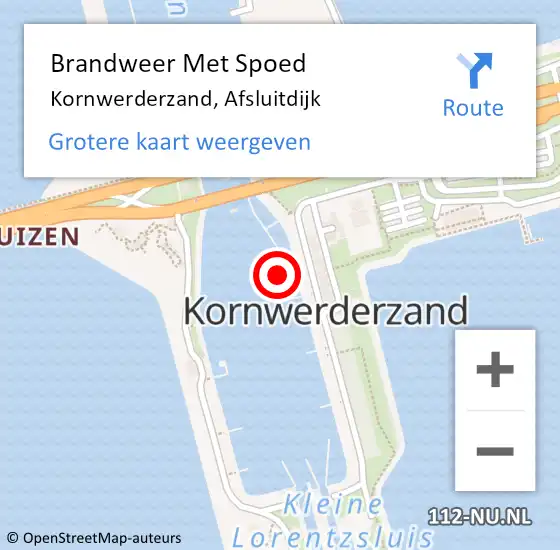 Locatie op kaart van de 112 melding: Brandweer Met Spoed Naar Kornwerderzand, Afsluitdijk op 1 november 2021 18:53