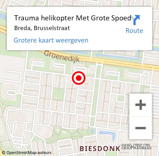 Locatie op kaart van de 112 melding: Trauma helikopter Met Grote Spoed Naar Breda, Brusselstraat op 1 november 2021 18:55