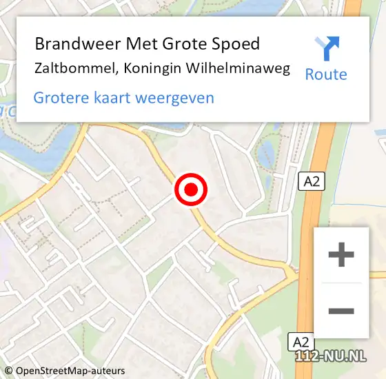 Locatie op kaart van de 112 melding: Brandweer Met Grote Spoed Naar Zaltbommel, Koningin Wilhelminaweg op 1 november 2021 19:02