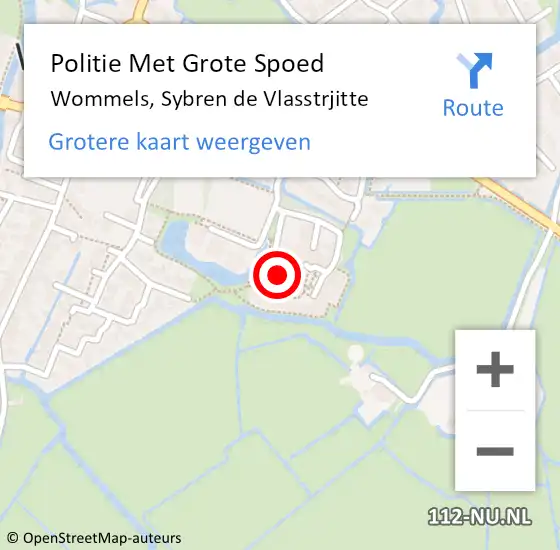 Locatie op kaart van de 112 melding: Politie Met Grote Spoed Naar Wommels, Sybren de Vlasstrjitte op 1 november 2021 19:13