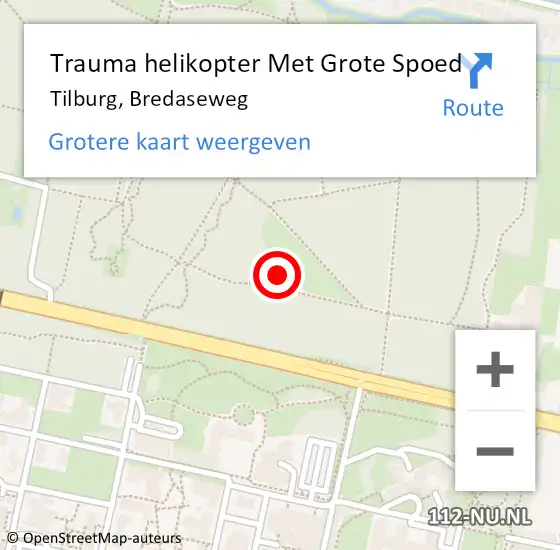 Locatie op kaart van de 112 melding: Trauma helikopter Met Grote Spoed Naar Tilburg, Bredaseweg op 1 november 2021 19:32