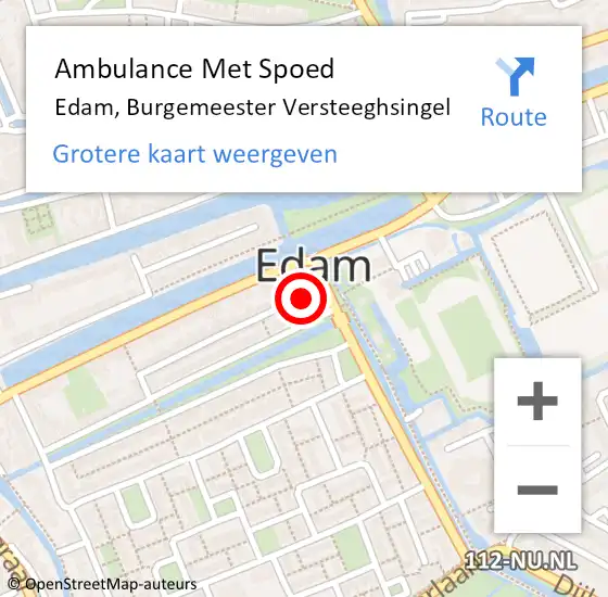 Locatie op kaart van de 112 melding: Ambulance Met Spoed Naar Edam, Burgemeester Versteeghsingel op 1 november 2021 19:38