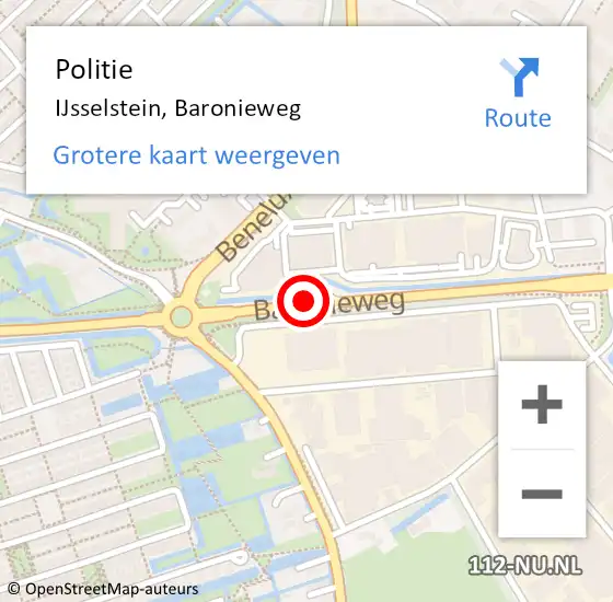 Locatie op kaart van de 112 melding: Politie IJsselstein, Baronieweg op 1 november 2021 19:47