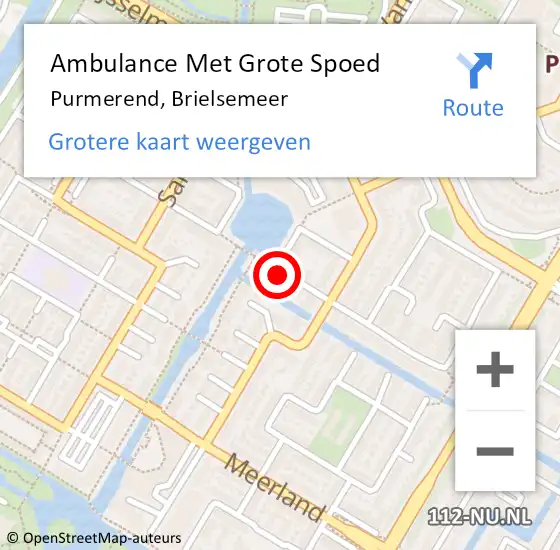 Locatie op kaart van de 112 melding: Ambulance Met Grote Spoed Naar Purmerend, Brielsemeer op 1 november 2021 19:51