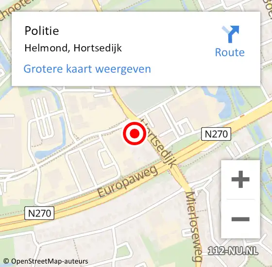 Locatie op kaart van de 112 melding: Politie Helmond, Hortsedijk op 1 november 2021 19:51