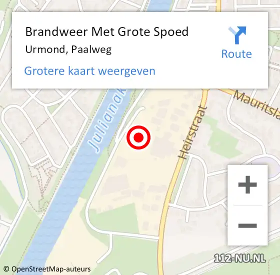 Locatie op kaart van de 112 melding: Brandweer Met Grote Spoed Naar Urmond, Paalweg op 1 november 2021 19:58