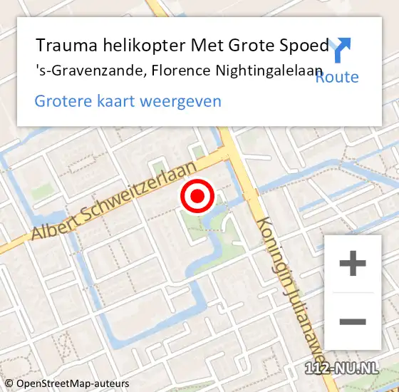 Locatie op kaart van de 112 melding: Trauma helikopter Met Grote Spoed Naar 's-Gravenzande, Florence Nightingalelaan op 1 november 2021 20:38